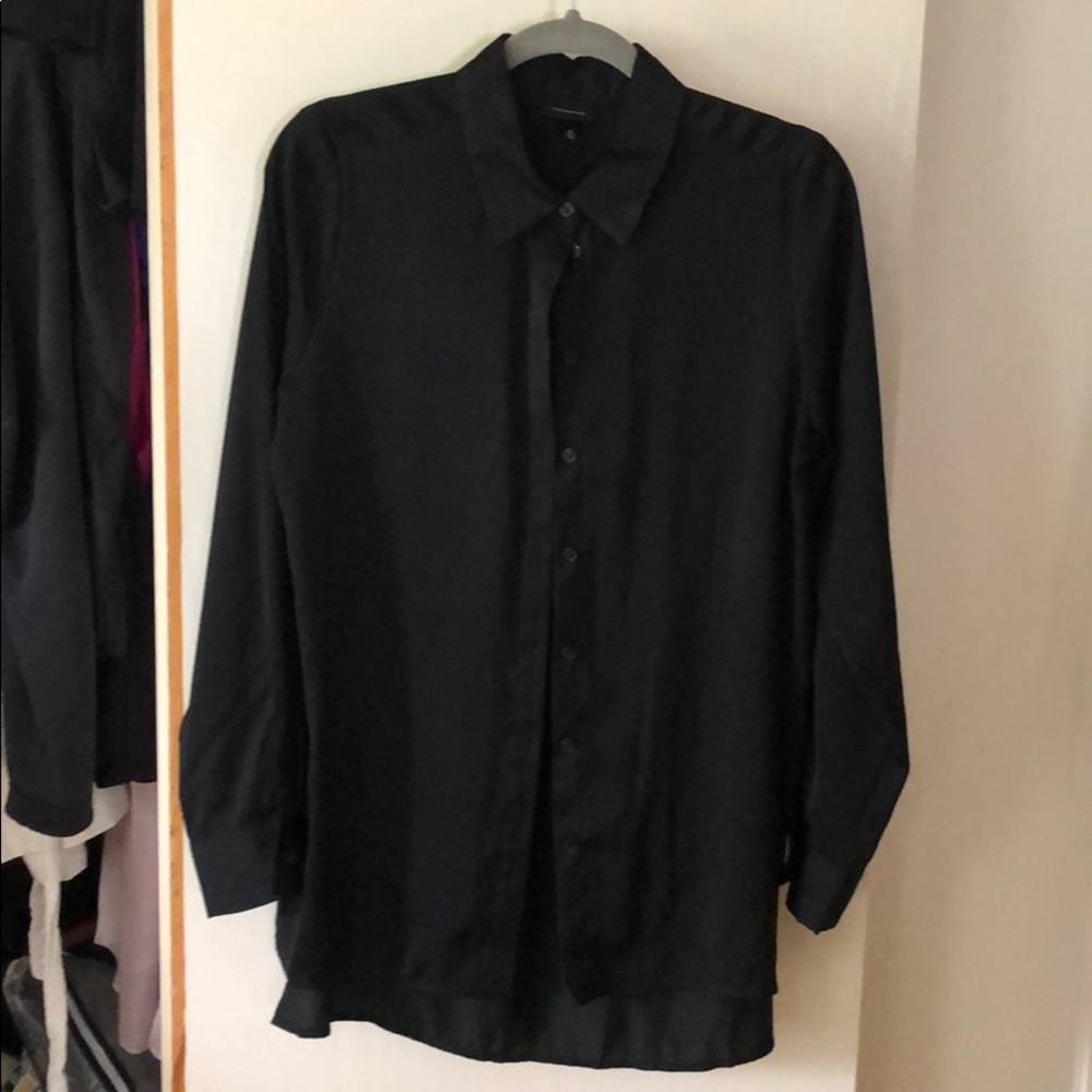 Black button down, WHO WHAT WHERE shirt